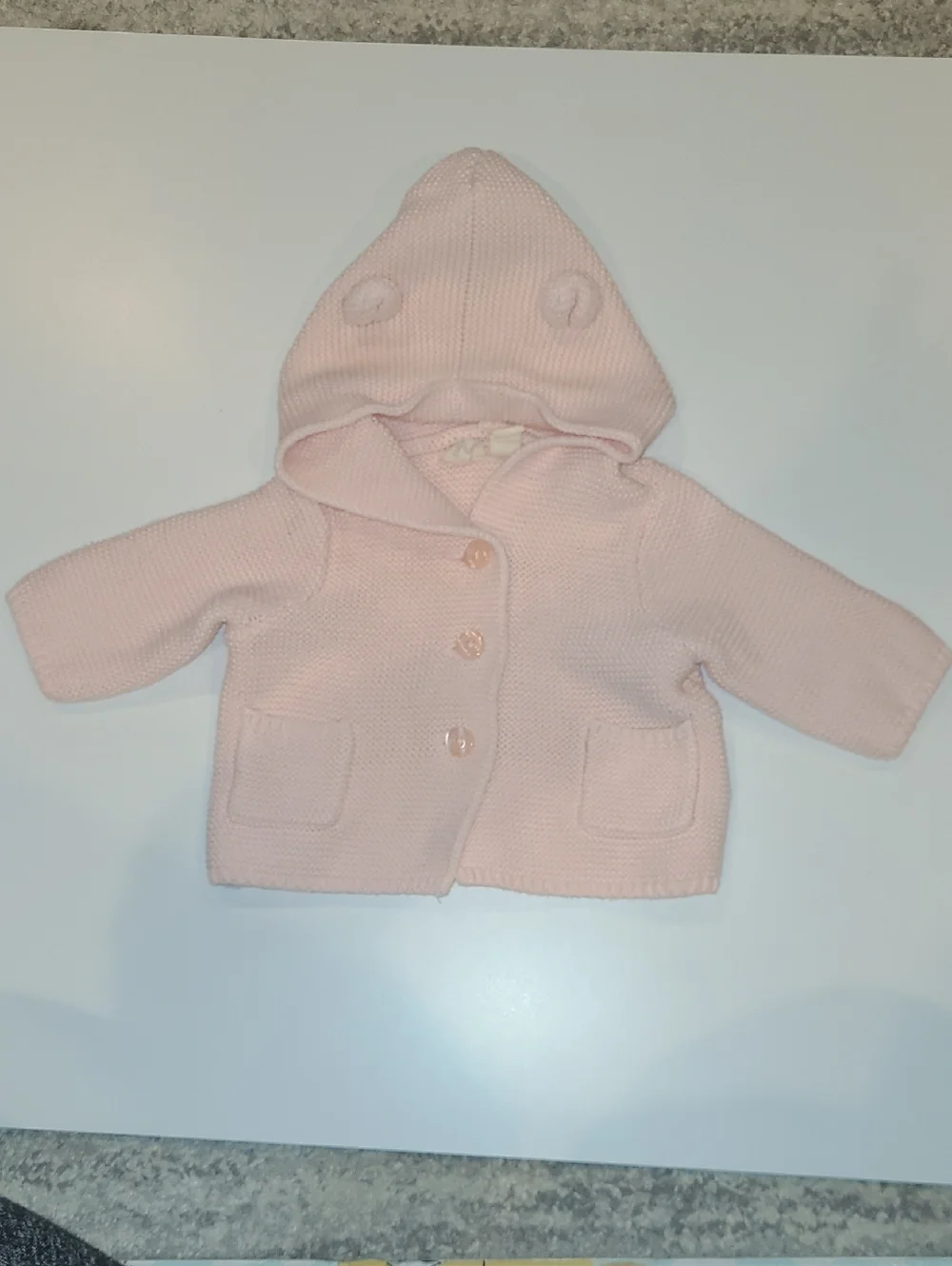 Baby GAP Baby Pink Hooded Knit Cardigan - Soft Button Front SIZE 0-3 Months